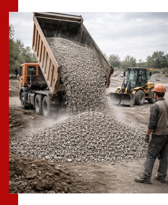 Доставка щебня в асбесте крупными и мелкими фракциями