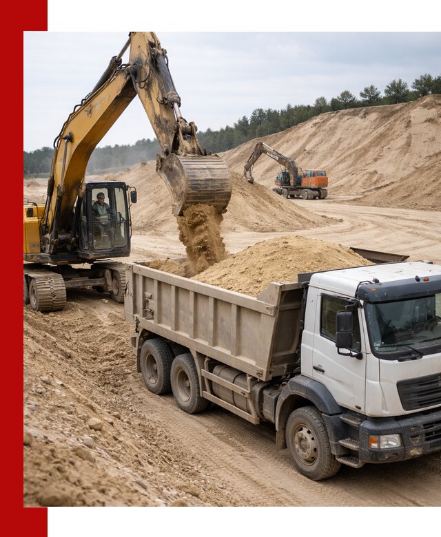 Доставка карьерного песка с самосвалами и разгрузкой в асбесте