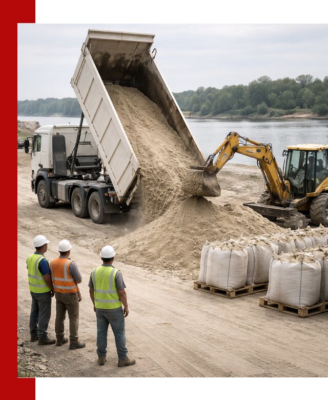 Доставка речного песка в асбесте самосвалами и погрузкой
