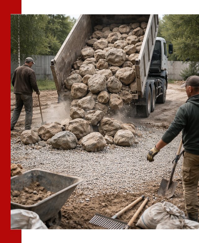 Доставка и укладка булыжника в асбесте
