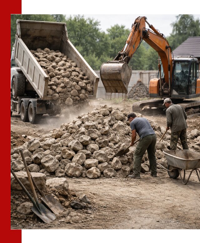 Доставка и разгрузка бутового камня в асбесте