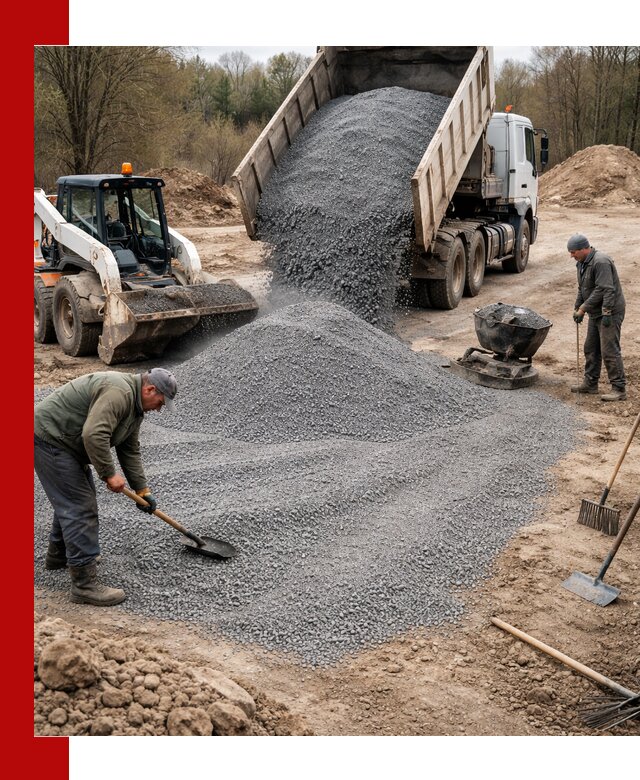 Отсев для подсыпки в асбесте — доставка и подсыпка на участок