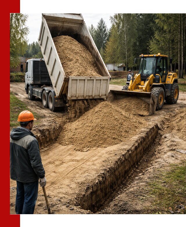 Доставка песчаного грунта в асбесте для строительных работ