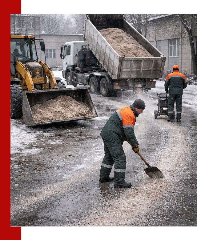 Реагент против гололеда с доставкой и нанесением в асбесте