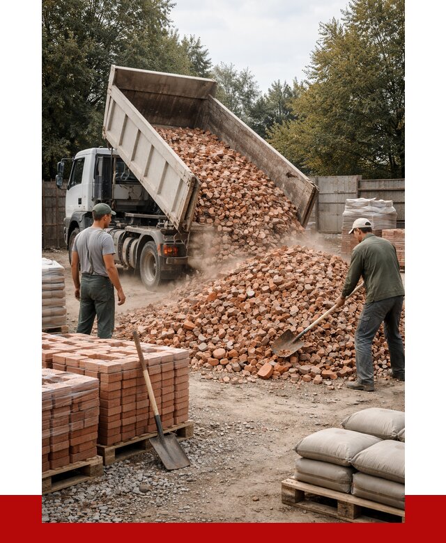 Бой кирпича в асбесте с доставкой от 4245 руб/куб | ПРОНЕРУДСбс