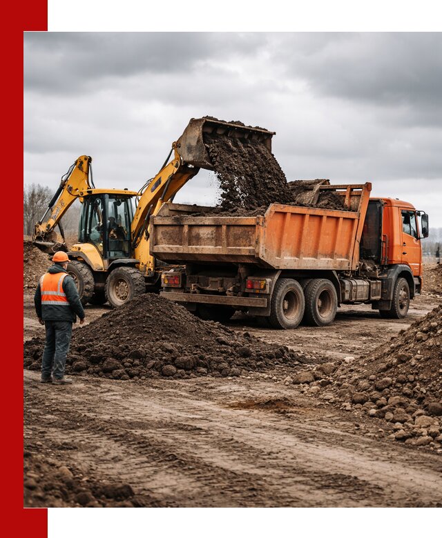 Вывоз грунта и строительного мусора в асбесте грузовыми самосвалами