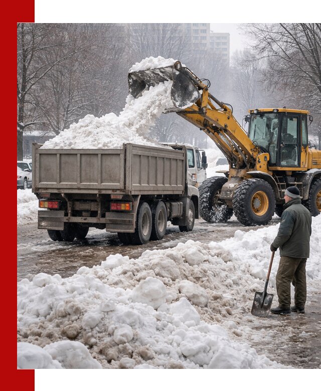 Вывоз снега грузовой техникой в асбесте оперативно и чисто