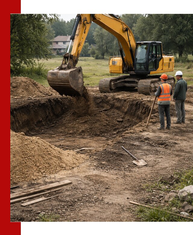 Рытье котлована под фундамент в асбесте (быстро и недорого)
